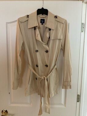 GAP Beige Double-Breasted Trench with Waist Tie